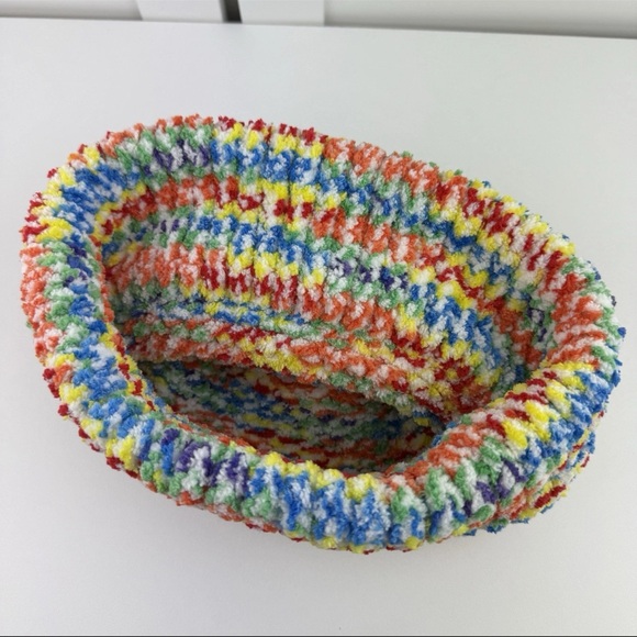 OOAK Handmade Women's OSFM Hand Knit Rainbow Beanie Winter Hat Cap Ribbed Cuffed - Picture 2 of 16